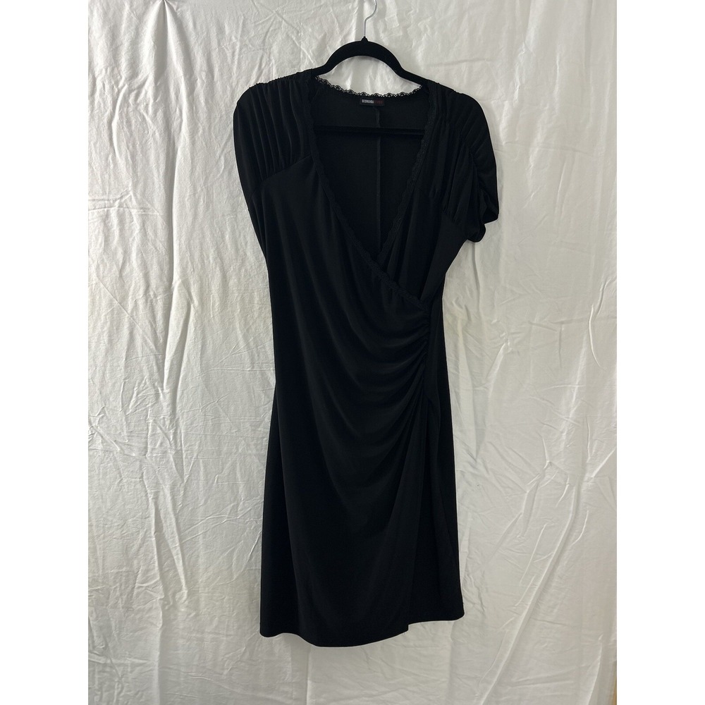 Georgiou Studio Dress Womens Sizeβ M Black Sheath Faux Wrap